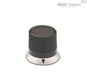 IZN.381+K Pomos de control moleteados Con indicador triangular