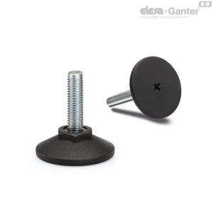 LX-S Levelling feet, fixed stem Zinc-plated steel, base with screwdriver slot