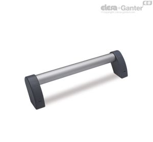 M.1053-AN-GR Asas tubulares excéntricas Tubo de aluminio anodizado, soportes del asa de color gris.