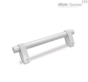 M.1053-P-CLEAN Asas tubulares excéntricas Tubo de aluminio con revestimiento y soportes del asa de color blanco.