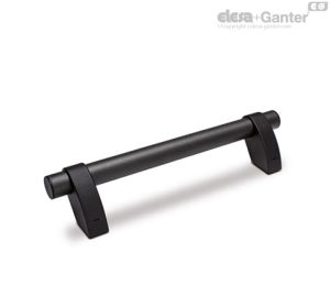 M.1053-P-EP Asas tubulares excéntricas Tubo de aluminio con revestimiento de resina epoxi, soportes del asa de color negro.