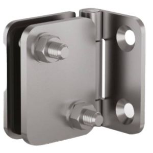 Bisagra para puerta de vidrio en acero inoxidable cepillado