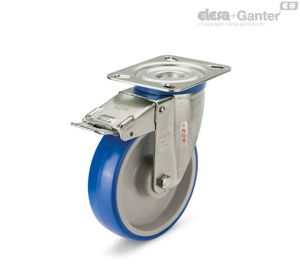 RE.F1-SBF-SST-N Ruedas monolíticas con soporte de acero INOX Soporte giratorio, con freno