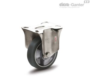 RE.F5-PXL-SST-N-ESD Ruedas monolíticas con soporte de acero INOX Soporte fijo, sin freno