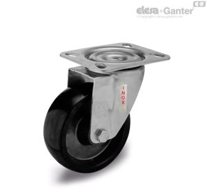 RE.F7-SBL-SST-N-HT Ruedas monolíticas con soporte de acero INOX Soporte giratorio, sin freno, acero inoxidable