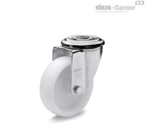 RE.F8-FBL-N Castors with bracket Turning plate bracket and centre pass-through hole, without brake, steel