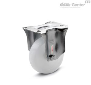 RE.F8-PBL-SST-N Monolithic castor wheels with stainless steel bracket Fixed plate bracket, without brake