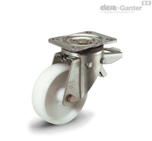 RE.F8-SBF-H Castors with bracket for medium-heavy loads Turning plate bracket, with brake
