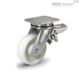 RE.F8-SSF-WH Castors with bracket for heavy loads Turning plate bracket, with brake