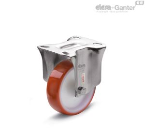 RE.FF-PBL-SST-N Ruedas monolíticas con soporte de acero INOX Soporte fijo, sin freno, acero inoxidable
