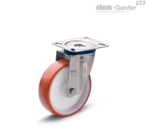 RE.FF-SBL-SST-N Ruedas monolíticas con soporte de acero INOX Soporte giratorio, sin freno, acero inoxidable