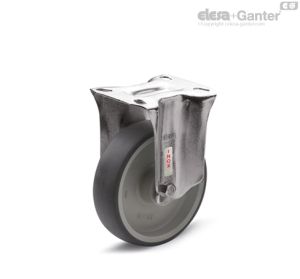 RE.G1-PBL-N-SST Ruedas monolíticas con soporte de acero INOX Soporte fijo, sin freno, acero inoxidable