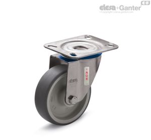 RE.G1-SBL-N-SST Ruedas monolíticas con soporte de acero INOX Soporte giratorio, sin freno, acero inoxidable