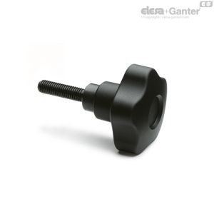 VCTS-Z-p Pomos de seguridad con lóbulos Tornillo roscado de acero pavonado