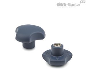 VTT-SST-MD Pomos macizos con lóbulos Inserto de acero inixidable AISI 304, agujero roscado