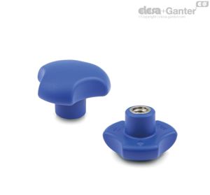 VTT-SST-VD Pomos macizos con lóbulos Inserto de acero inixidable AISI 304, agujero roscado