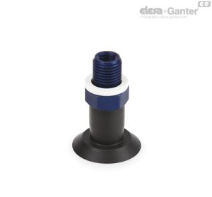 VVA-30-L-T-N Ventosas planas con cuello Caucho natural con laberinto alto, con soporte