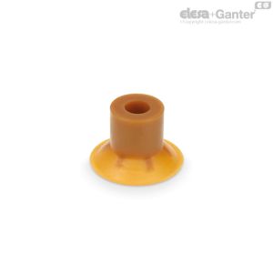 VVA-44-NG Ventosas planas con cuello Caucho natural amarillo, sin soporte