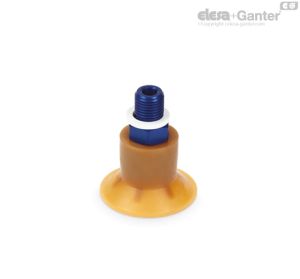 VVA-44-T-NG Ventosas planas con cuello Caucho natural amarillo, con soporte