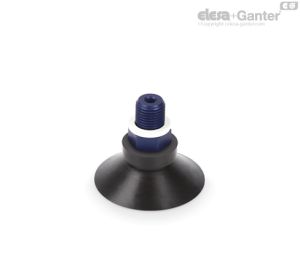 VVA-50-T-N Ventosas de cono plano moldeado Caucho natural, con soporte