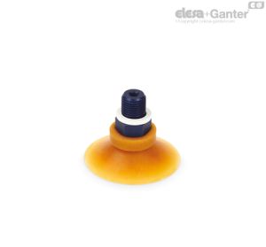 VVA-50-T-NG Ventosas de cono plano moldeado Caucho natural amarillo, con soporte