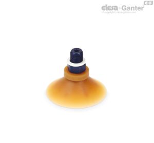 VVA-65-T-NG Ventosas de cono plano moldeado Caucho natural amarillo, con soporte