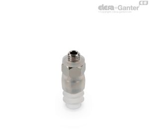 VVL-06-T-S Miniventosas para embalaje alimentario de doble fuelle Caucho silicónico, con soporte