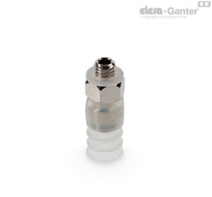 VVL-08-T-S Miniventosas para embalaje alimentario de doble fuelle Caucho silicónico, con soporte
