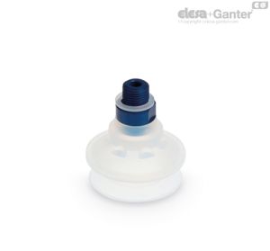 VVQ-34-T-S Ventosas redondas con un solo fuelle reforzado Caucho silicónico, con soporte