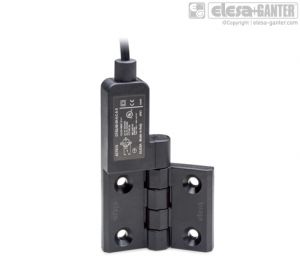 CFSQ-F-A-S Hinges with built-in safety switch axial cable, 2 or 5 m length, microswitch on the left