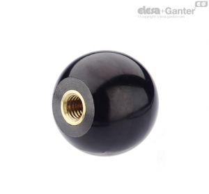 DIN 319-KU-MS Ball Knobs plastic with bushing in brass