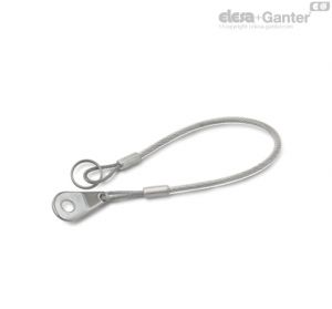 GN 111.8-B Stainless Steel Retaining Cables with mounting tab and key ring