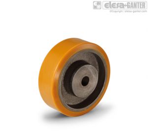 RE.F4-250-RBL Mould-on polyurethane wheels hub with pass-through hole