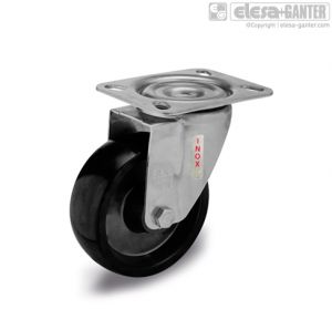RE.F7-SBL-SST-N-HT Rodízios de suporte com braço fixo, sem travão, de aço inoxidável