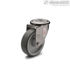 RE.G1-FBL-N-SST Castors turning plate bracket and centre pass-through hole, without brake, stainless steel